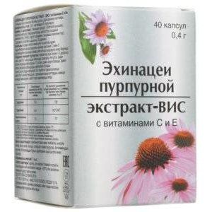 ЭХИНАЦЕИ ПУРПУРНОЙ ЭКСТРАКТ С ВИТ.С,Е-ВИС 400МГ. №40 КАПС.