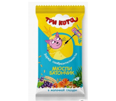 ВИТАЛАД ТРИ КОТА МЮСЛИ-БАТОНЧИК АБРИКОС+ЗЛАКИ МОЛ.ГЛАЗУРЬ 40Г.