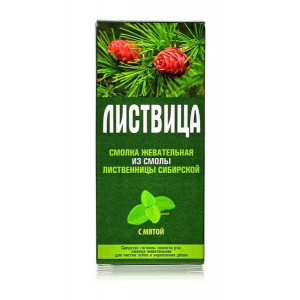 ЛИСТВИЦА СМОЛКА ЖЕВ.РЕЗИНКА МЯТА №4 /АЛТАЙСКИЙ НЕКТАР/