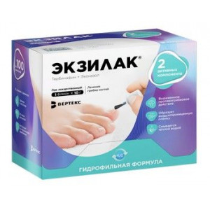 ЭКЗИЛАК 4%+3% 10Г. №2 ЛАК Д/НОГТЕЙ ФЛ.+ПИЛОЧКА №30
