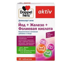 ДОППЕЛЬГЕРЦ АКТИВ ЙОДБАЛАНС ЖЕЛЕЗО+ЙОД+ФОЛИЕВАЯ К-ТА 446МГ. №30 ТАБ.